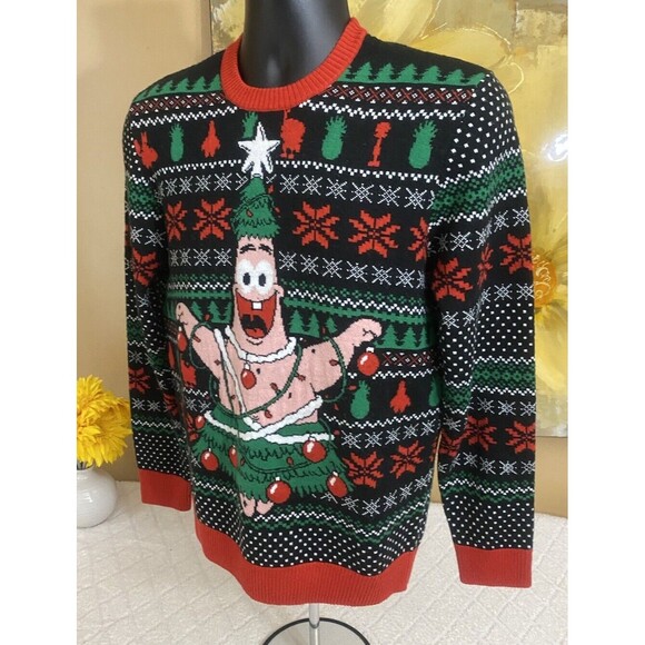 Sponge Bob Nickelodeon Patrick Christmas Theme AOP Ugly Sweater Size Small - Picture 3 of 14